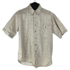 Wrangler Button Down Shirt Men's Large Fishing 100% Cotton Casual Short Sleeve
